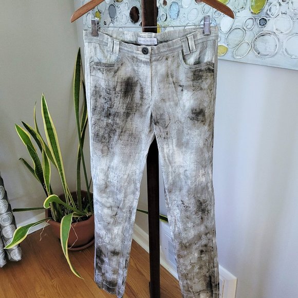 Beate Heymann Street Couture Watercolour Damask Print Jeans EU 38/US 8 - Picture 1 of 14